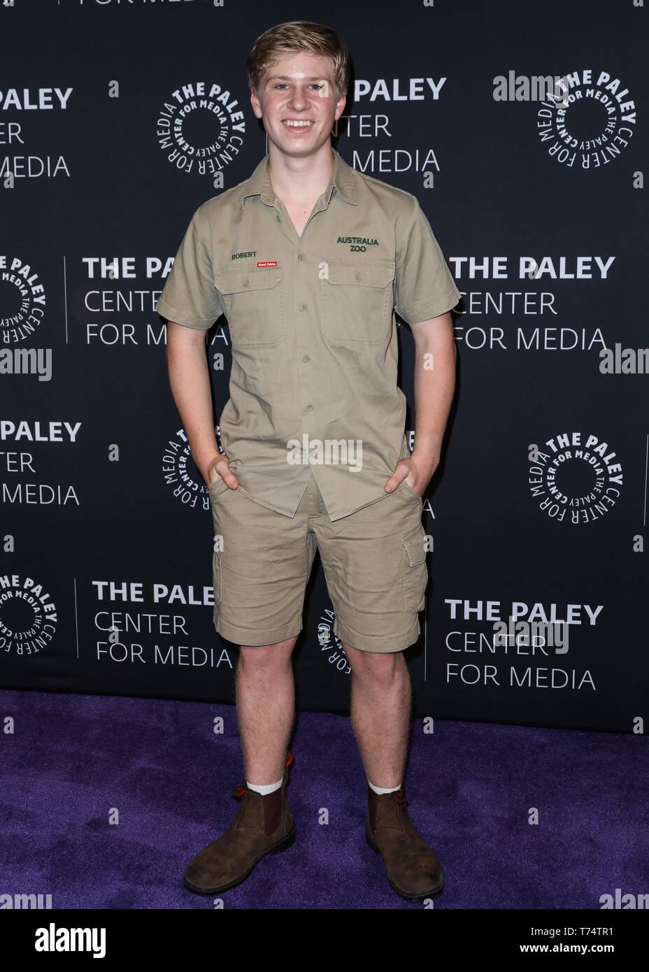 BEVERLY HILLS, LOS ANGELES, Kalifornien, USA - 03.Mai: Robert Irwin kommt an der Paley Center für Medien präsentiert: ein Abend mit dem Irwins: "Crikey! Es ist die Irwins", Screening und Gespräch gehalten am Paley Center für Medien am 3. Mai 2019 in Beverly Hills, Los Angeles, Kalifornien, Vereinigte Staaten. (Foto von David Acosta/Image Press Agency) Stockfoto