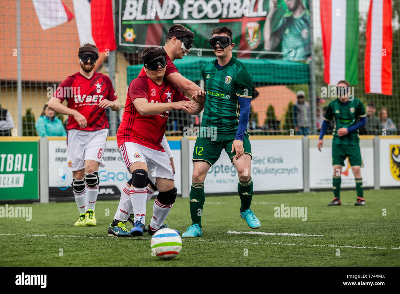 Wroclaw, Polen. 4. Mai, 2019. Wroclaw, Polen 4. Mai 2019, in Breslau polnische Schale in Blinde Fußball Slask Wroclaw blinde Fußball - Wisla Krakau BF 1:1 Credit: Krzysztof Kaniewski/ZUMA Draht/Alamy leben Nachrichten Stockfoto