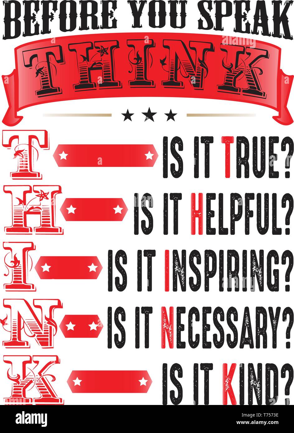 Bevor Sie sprechen, gut für Drucken Stock Vektor