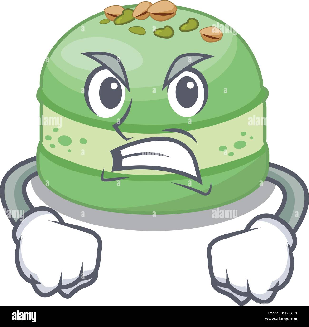 Wütend pistazie Kuchen im Charakter isoliert Stock Vektor
