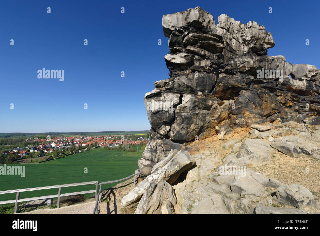 Bei Ballenstedt Gegensteine Teufelsmauer im Harz Teufelsmauer-Stieg Stockfoto