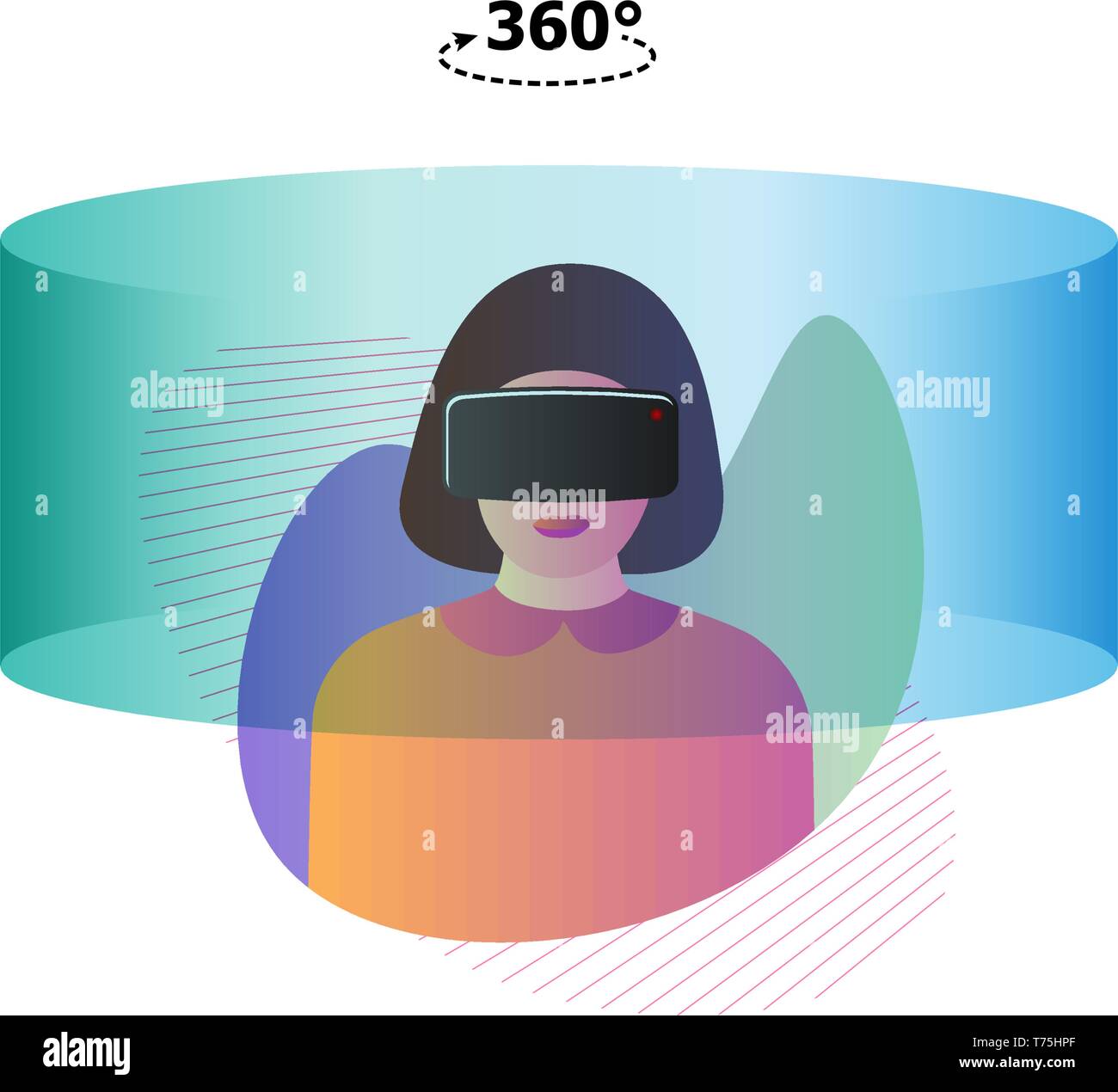 Frauen tragen virtual reality Headset Gläser. Vr-Welt design Vorlage. Zukunft Innovation Technologie Vektor moderne Abbildung Stock Vektor