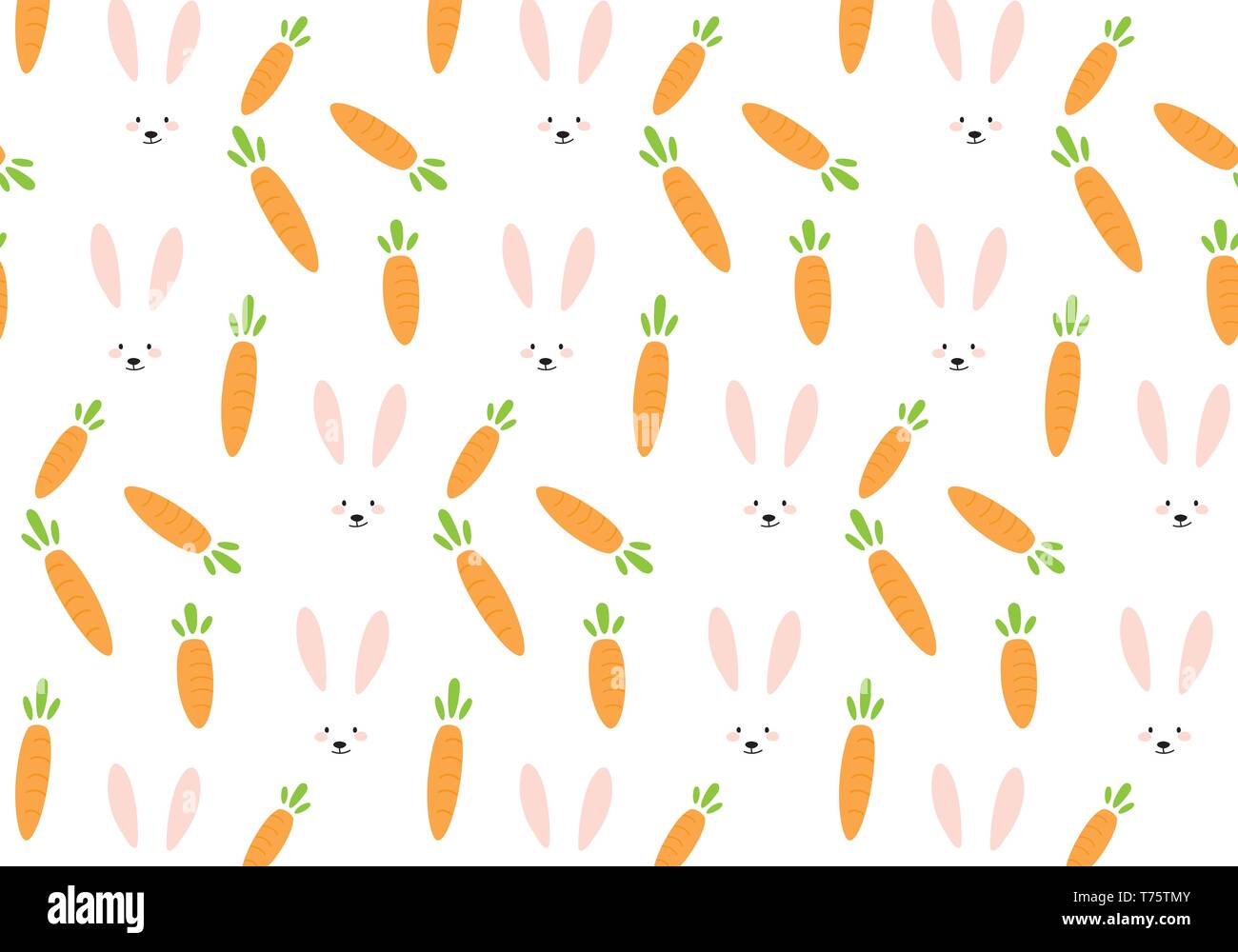 Weißer Hase Hase und Karotte vector Pattern Stock Vektor