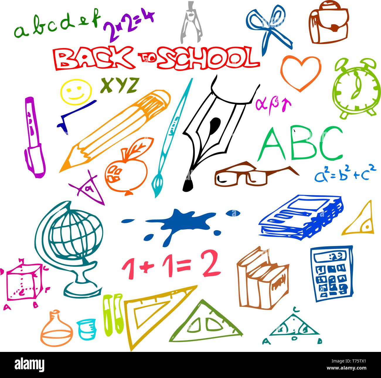 Zurück zu Schule - Schule doodle Abbildungen Stock Vektor