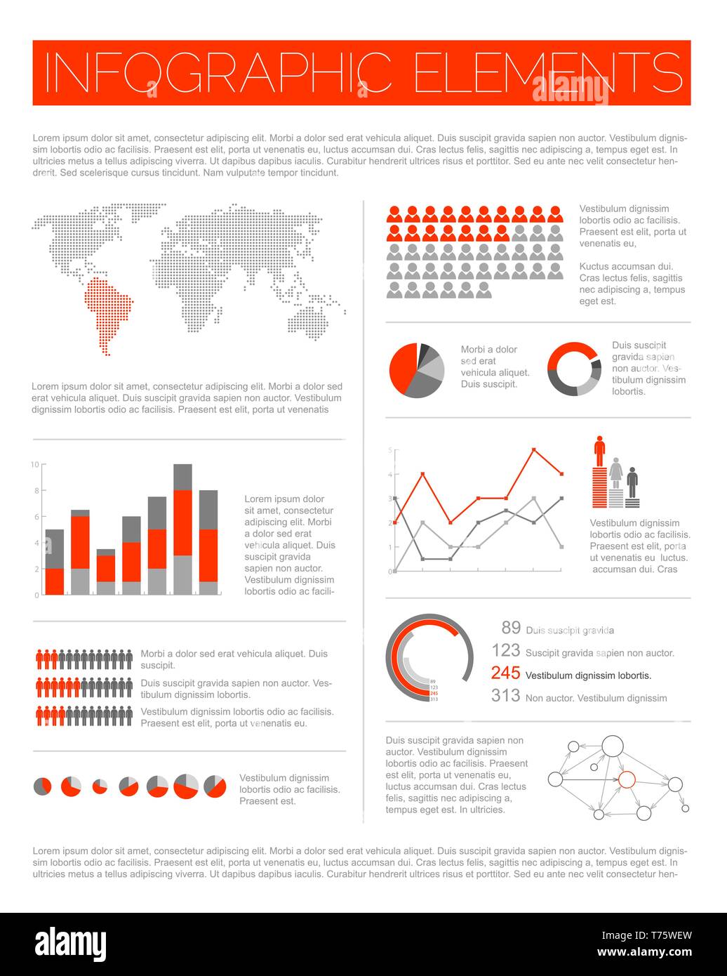 Große Vektor einrichten Der infografik Elemente für Ihre Dokumente und Berichte (rote Version) Stock Vektor