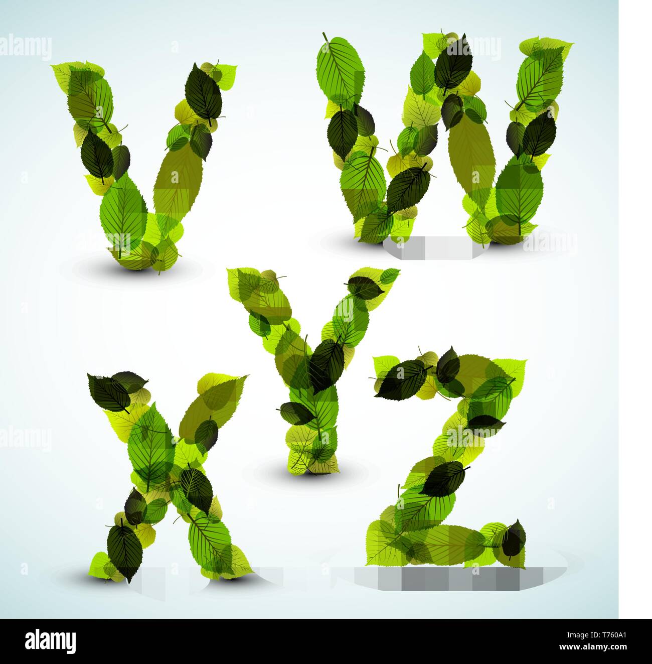 Vektor Alphabet Buchstaben aus frischen grünen Blätter gemacht Stock Vektor