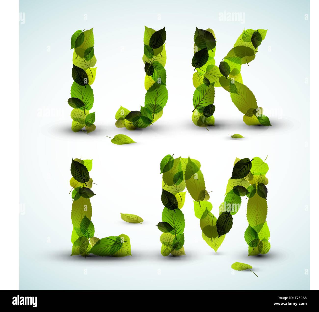 Vektor Alphabet Buchstaben aus frischen grünen Blätter gemacht Stock Vektor