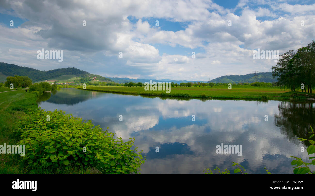 Die Kinzigriver in der Nähe von Ortenberg in Deutschland Stockfoto