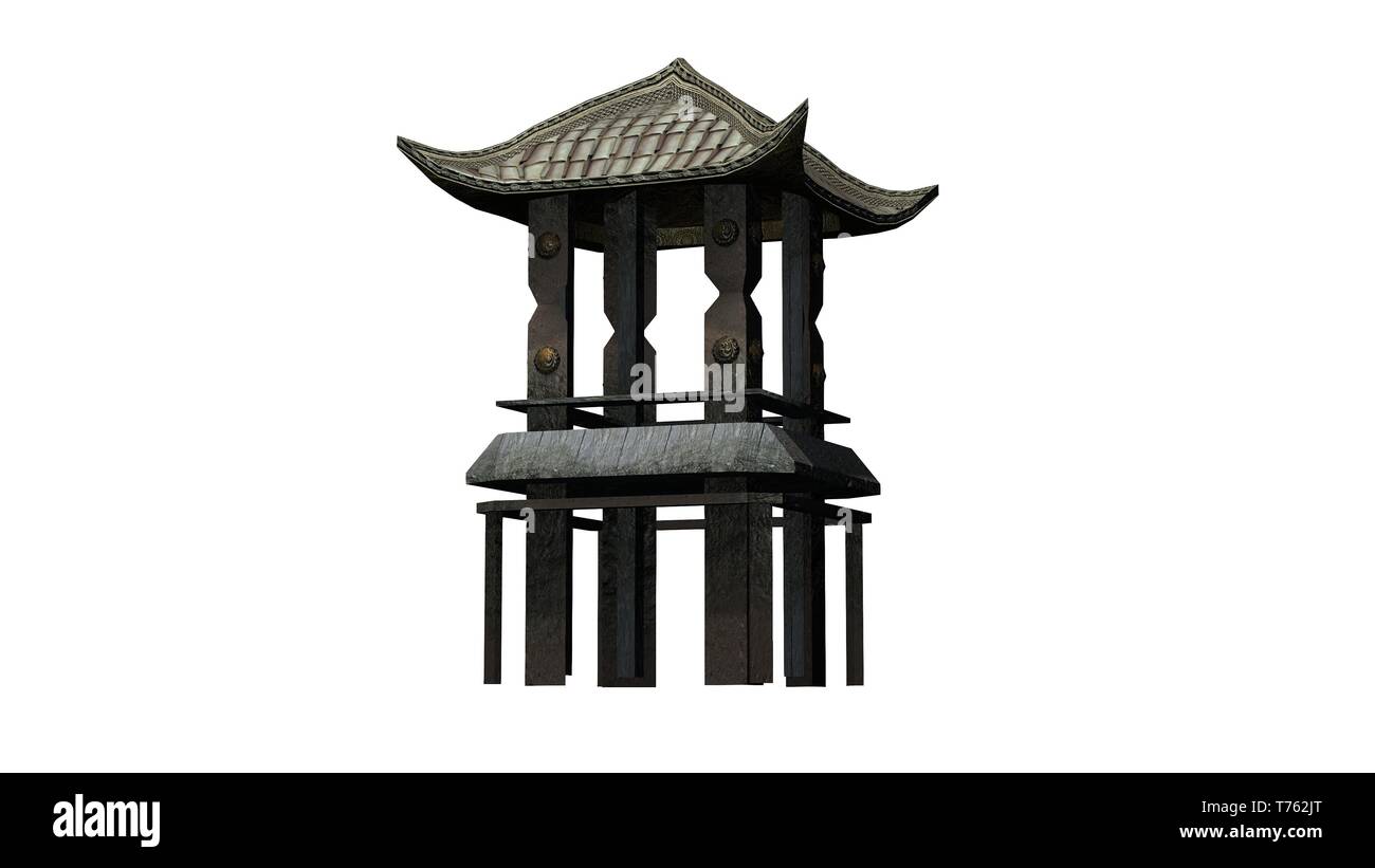 Asiatische Pagode Turm - auf weißem Hintergrund Stockfoto