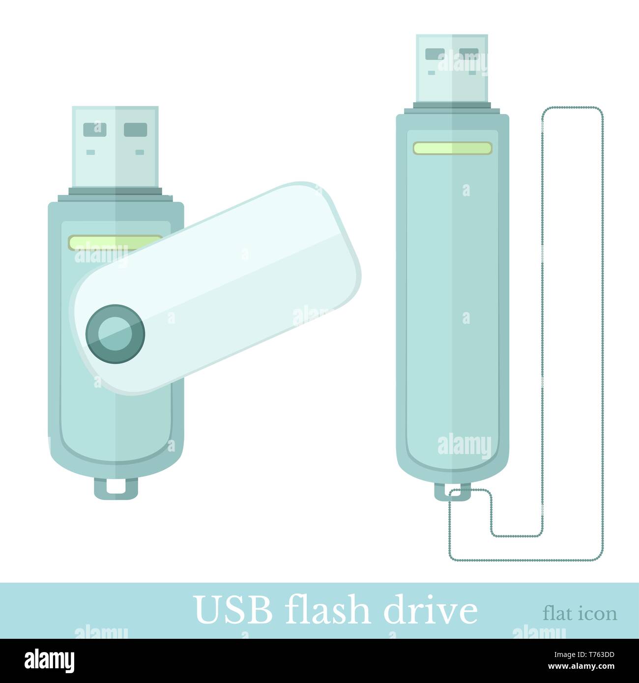 Flache USB flash drive Web Icon auf Weiß Stock Vektor