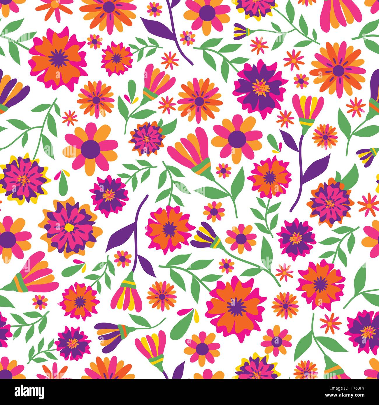 Dia de los Muertos nahtlose Vektor Muster mit Ringelblume Blumen. Stock Vektor