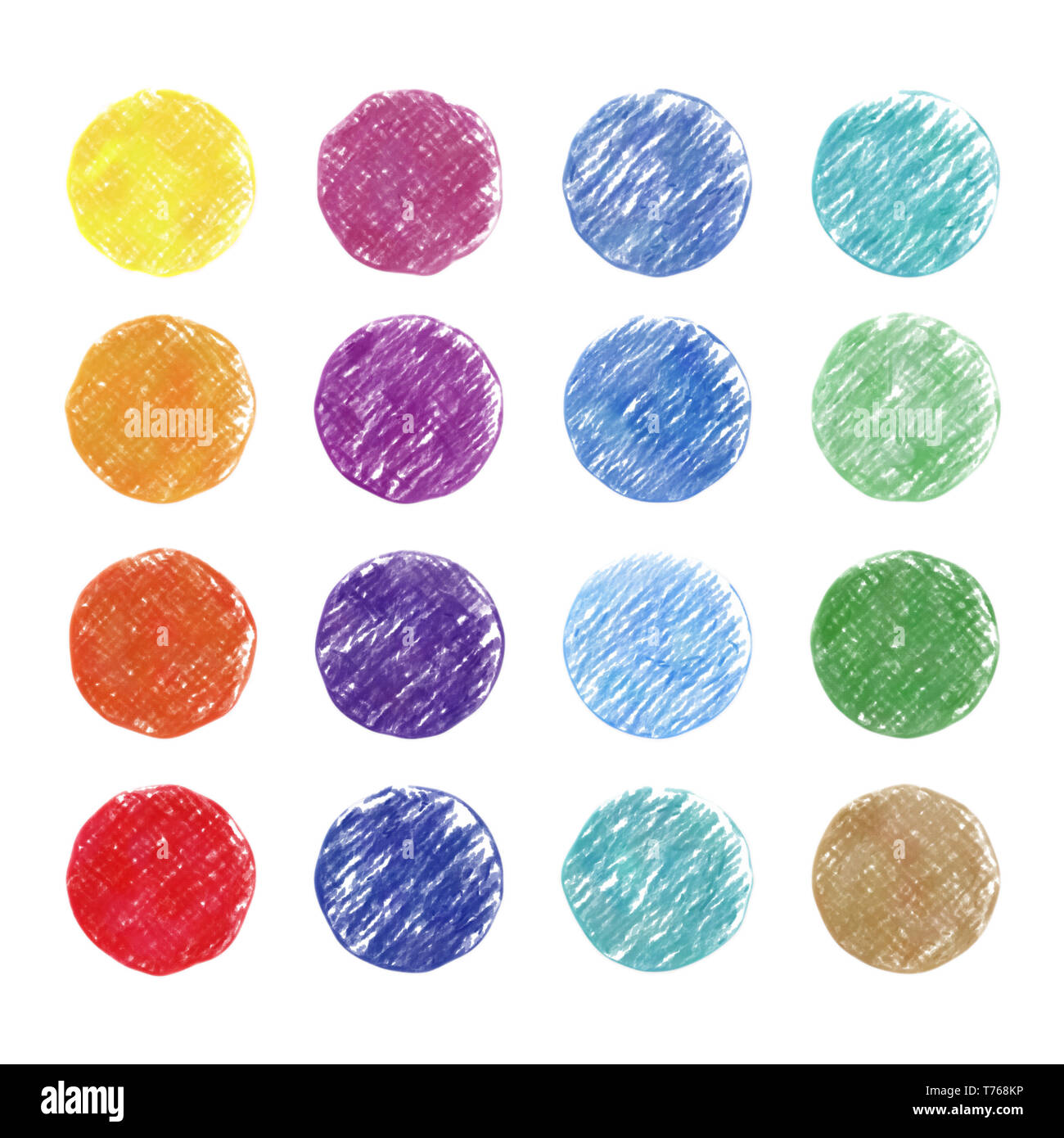 Bunte Buntstift handgemalte Kunst Illustration: Kreise (Hochauflösende 2D-CG Abbildung) Stockfoto