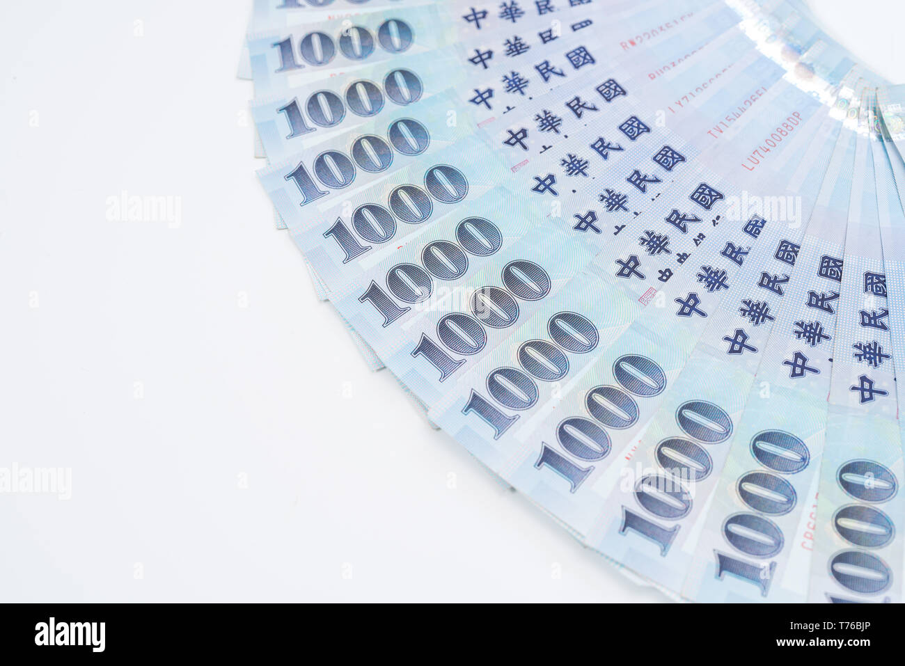 1000 neue Taiwan-Dollar isoliert auf weißem Hintergrund Stockfoto