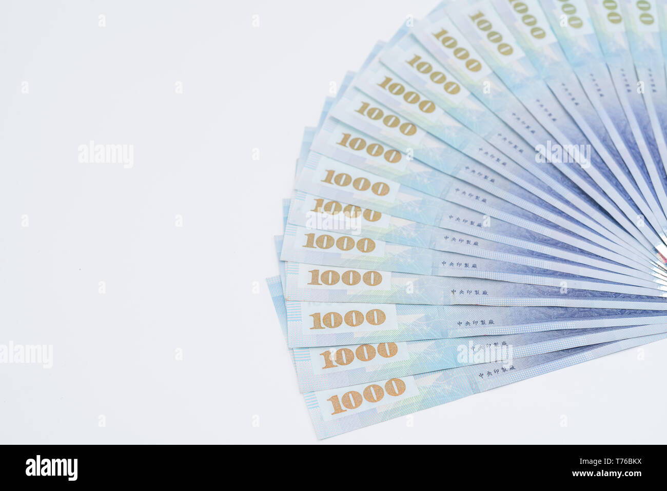 1000 neue Taiwan-Dollar isoliert auf weißem Hintergrund Stockfoto