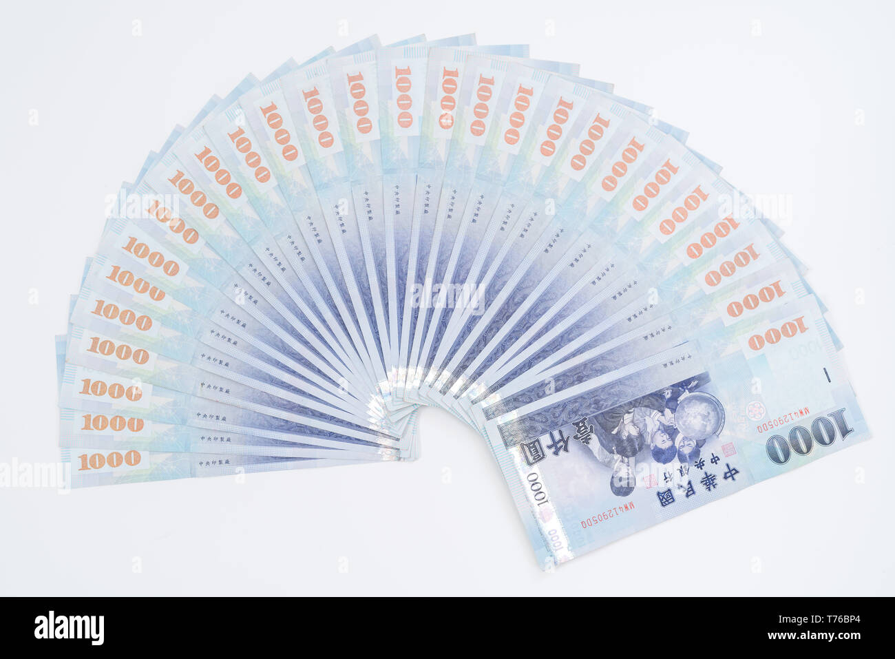 1000 neue Taiwan-Dollar isoliert auf weißem Hintergrund Stockfoto