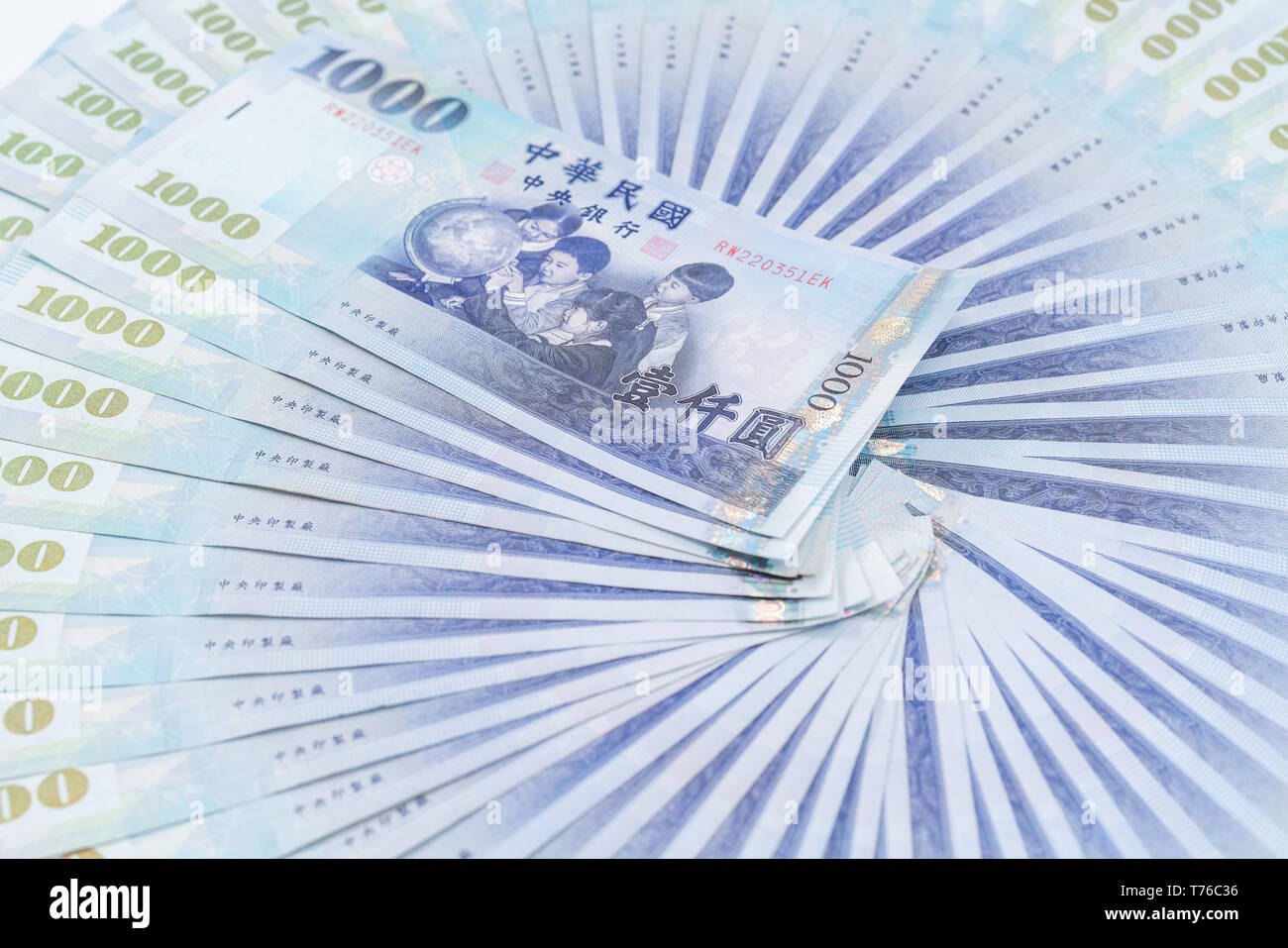 1000 neue Taiwan-Dollar isoliert auf weißem Hintergrund Stockfoto