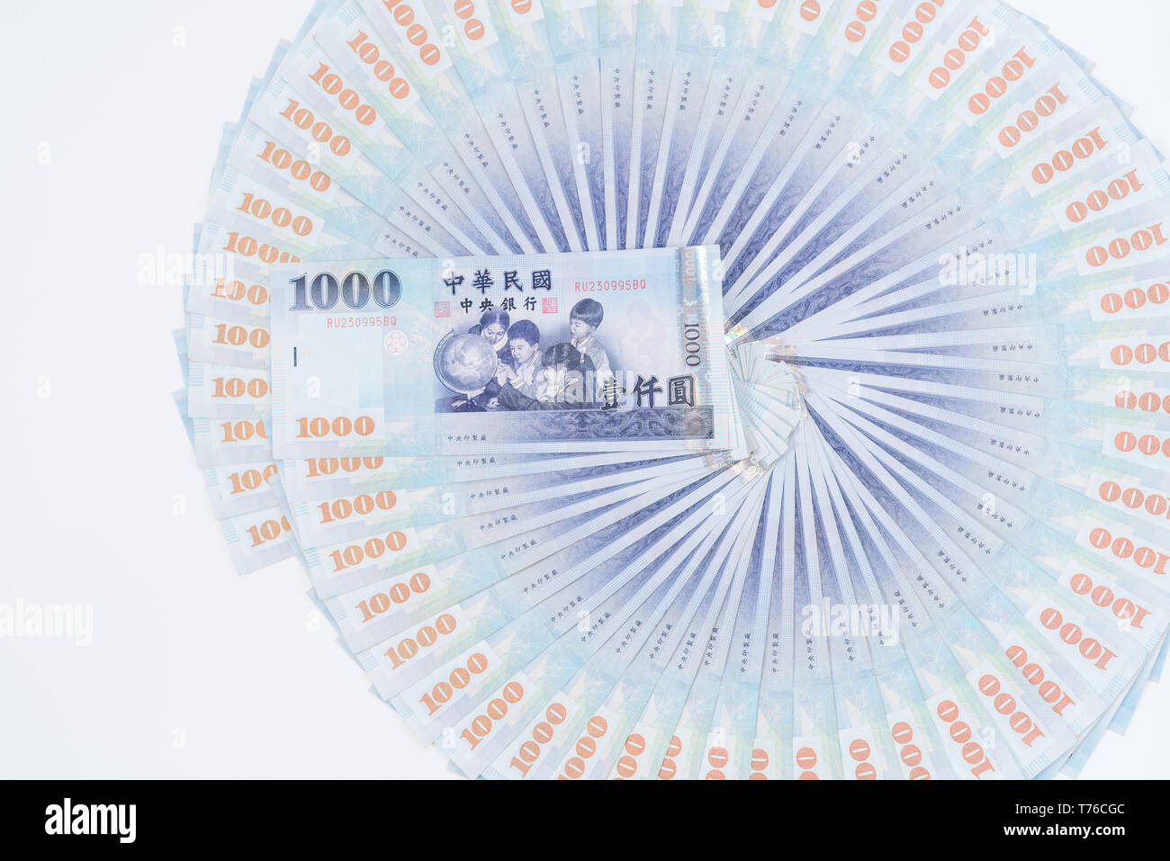 1000 neue Taiwan-Dollar isoliert auf weißem Hintergrund Stockfoto