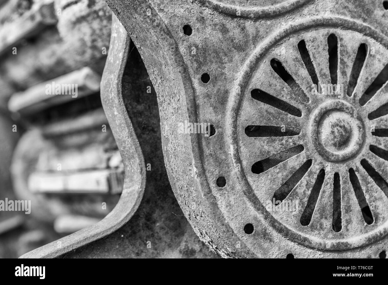 Rost Metall eines alten Viktorianischen Kleider mangle. Stockfoto