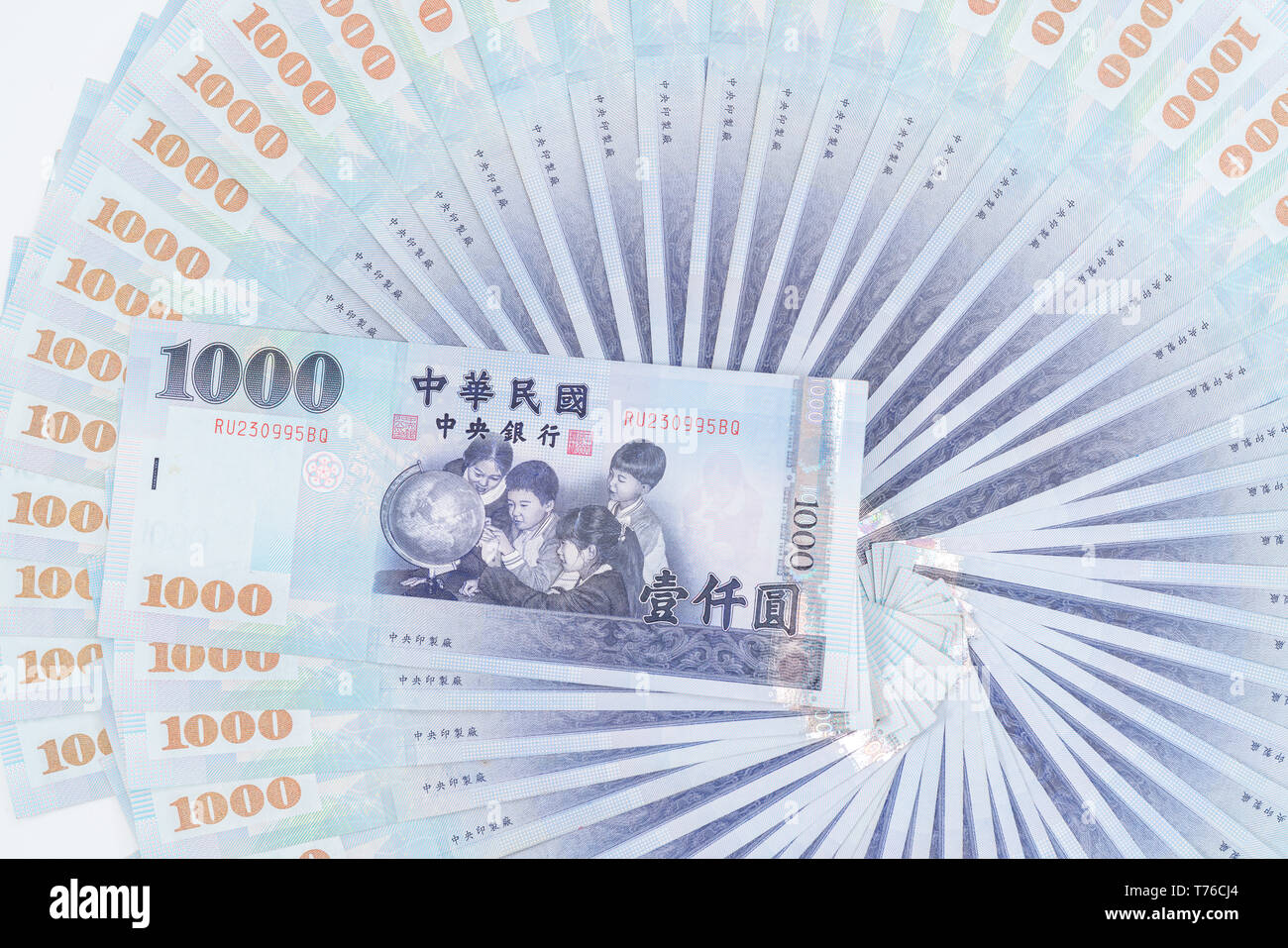 1000 neue Taiwan-Dollar isoliert auf weißem Hintergrund Stockfoto