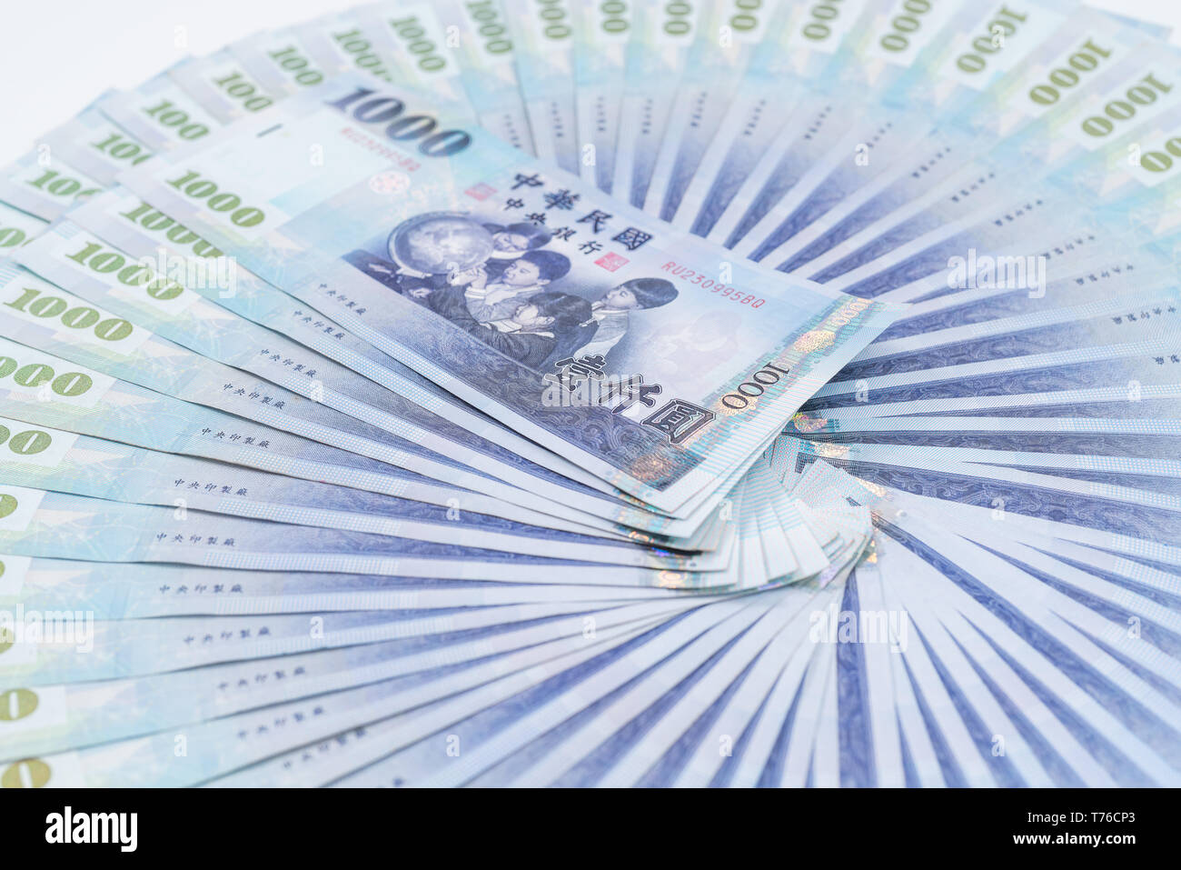 1000 neue Taiwan-Dollar isoliert auf weißem Hintergrund Stockfoto