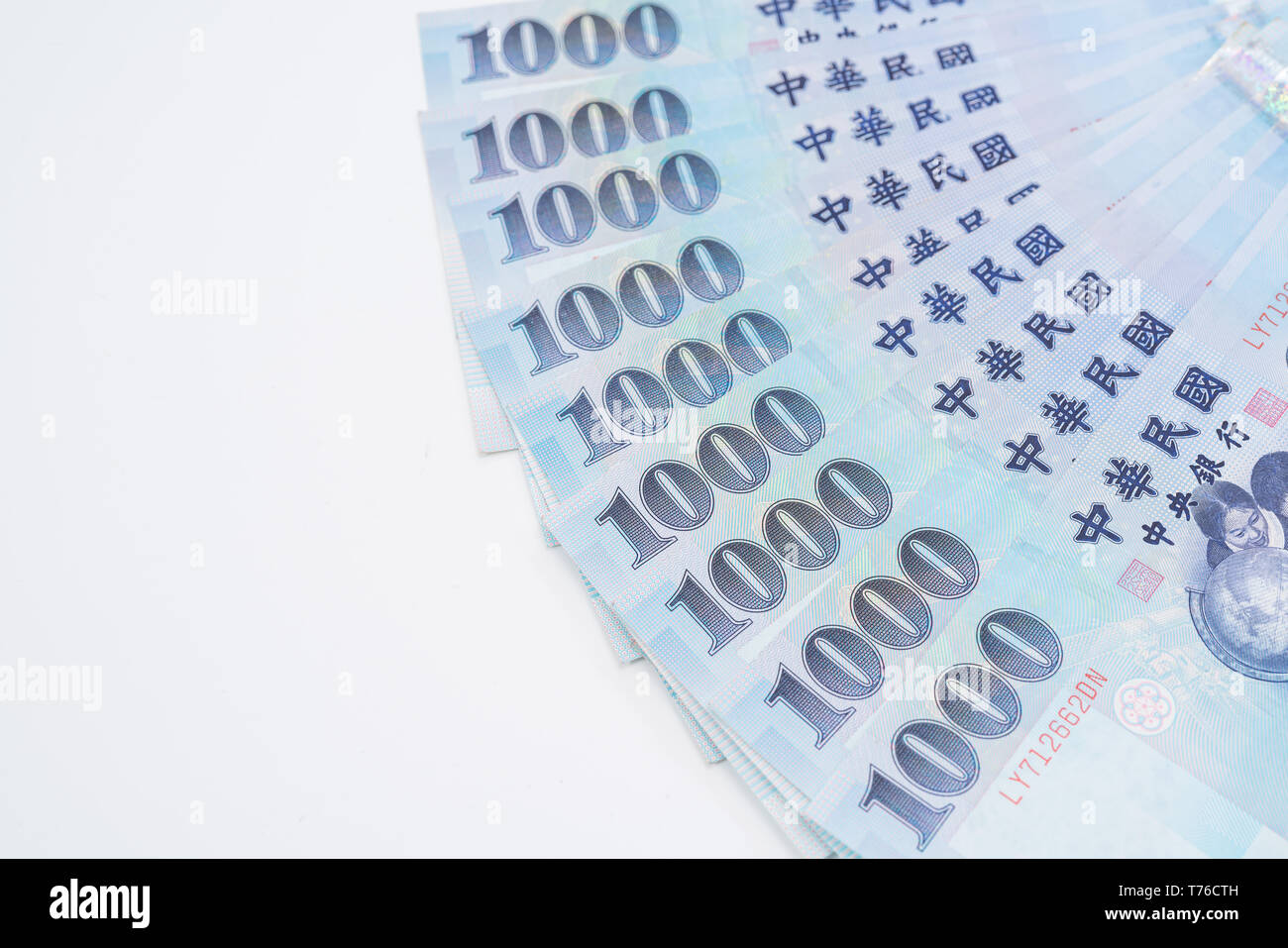 1000 neue Taiwan-Dollar isoliert auf weißem Hintergrund Stockfoto