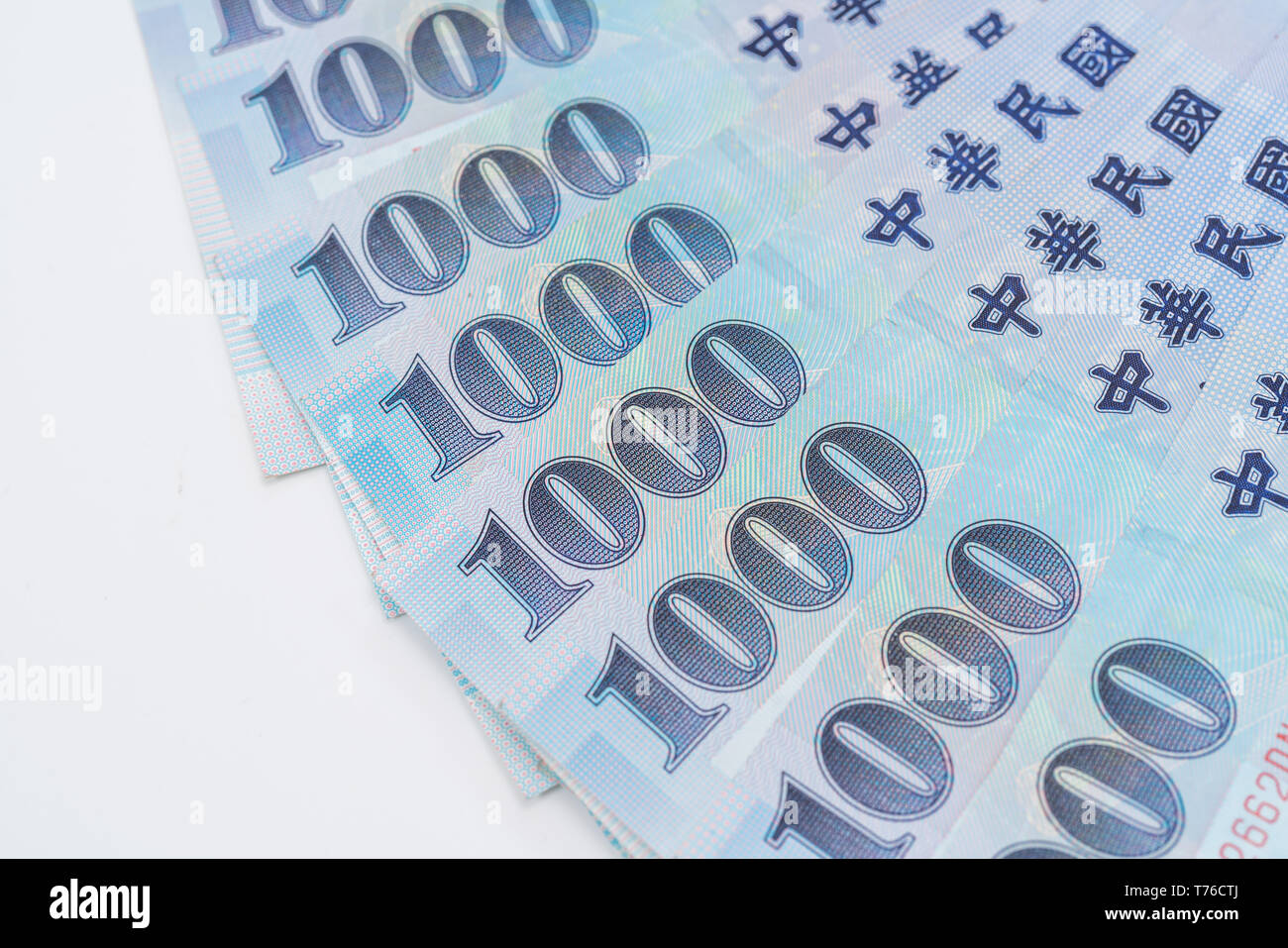 1000 neue Taiwan-Dollar isoliert auf weißem Hintergrund Stockfoto