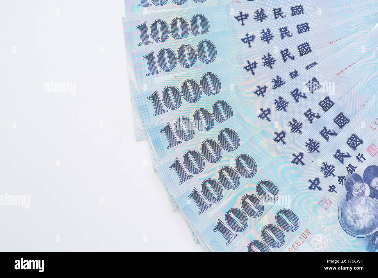 1000 neue Taiwan-Dollar isoliert auf weißem Hintergrund Stockfoto