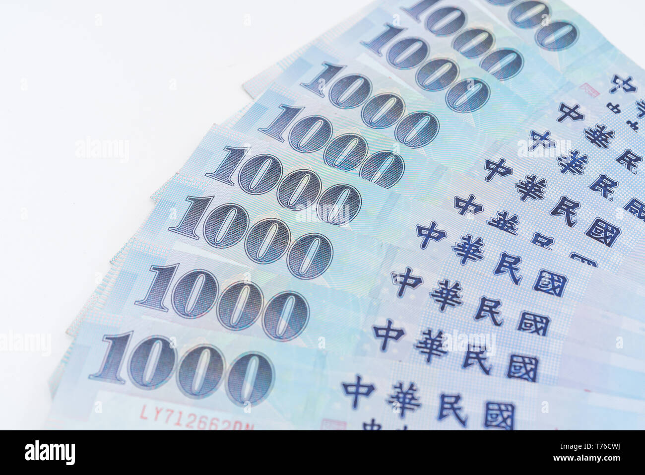 1000 neue Taiwan-Dollar isoliert auf weißem Hintergrund Stockfoto