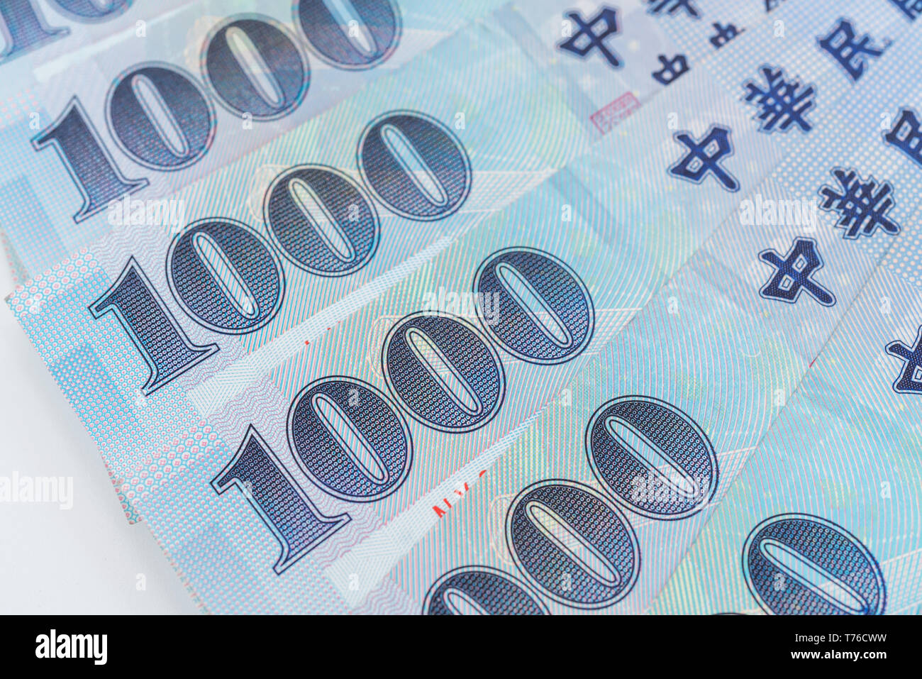1000 neue Taiwan-Dollar isoliert auf weißem Hintergrund Stockfoto