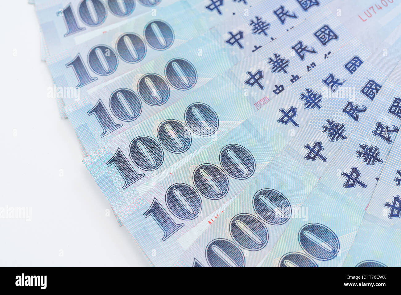 1000 neue Taiwan-Dollar isoliert auf weißem Hintergrund Stockfoto