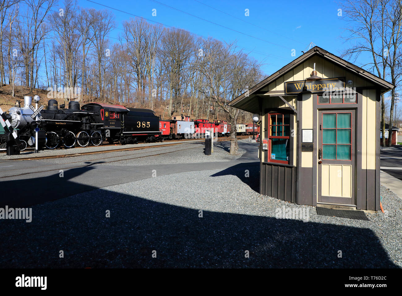 Original Ticket Office von Whippany Bahnhofsgebäude in Whippany Eisenbahnmuseum. Hanover Township. New Jersey USA Stockfoto