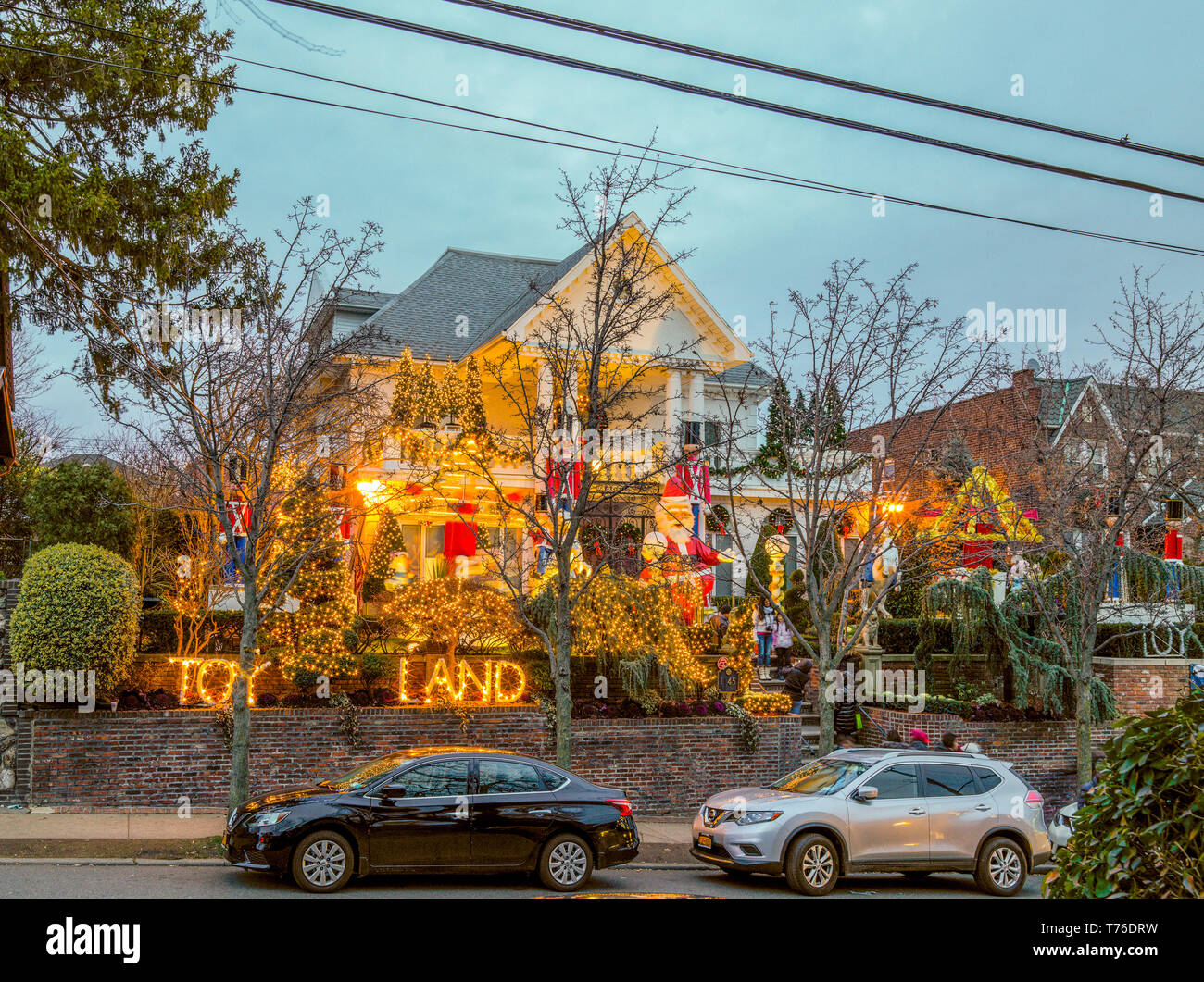 Dyker Heights, Weihnachtsbeleuchtung Brooklyn Stockfoto