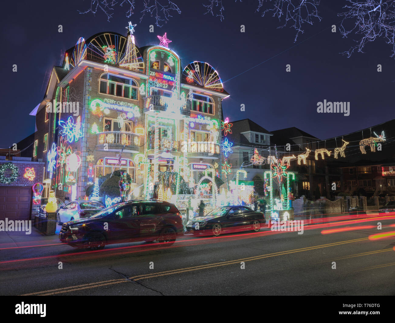 Dyker Heights, Weihnachtsbeleuchtung Brooklyn Stockfoto