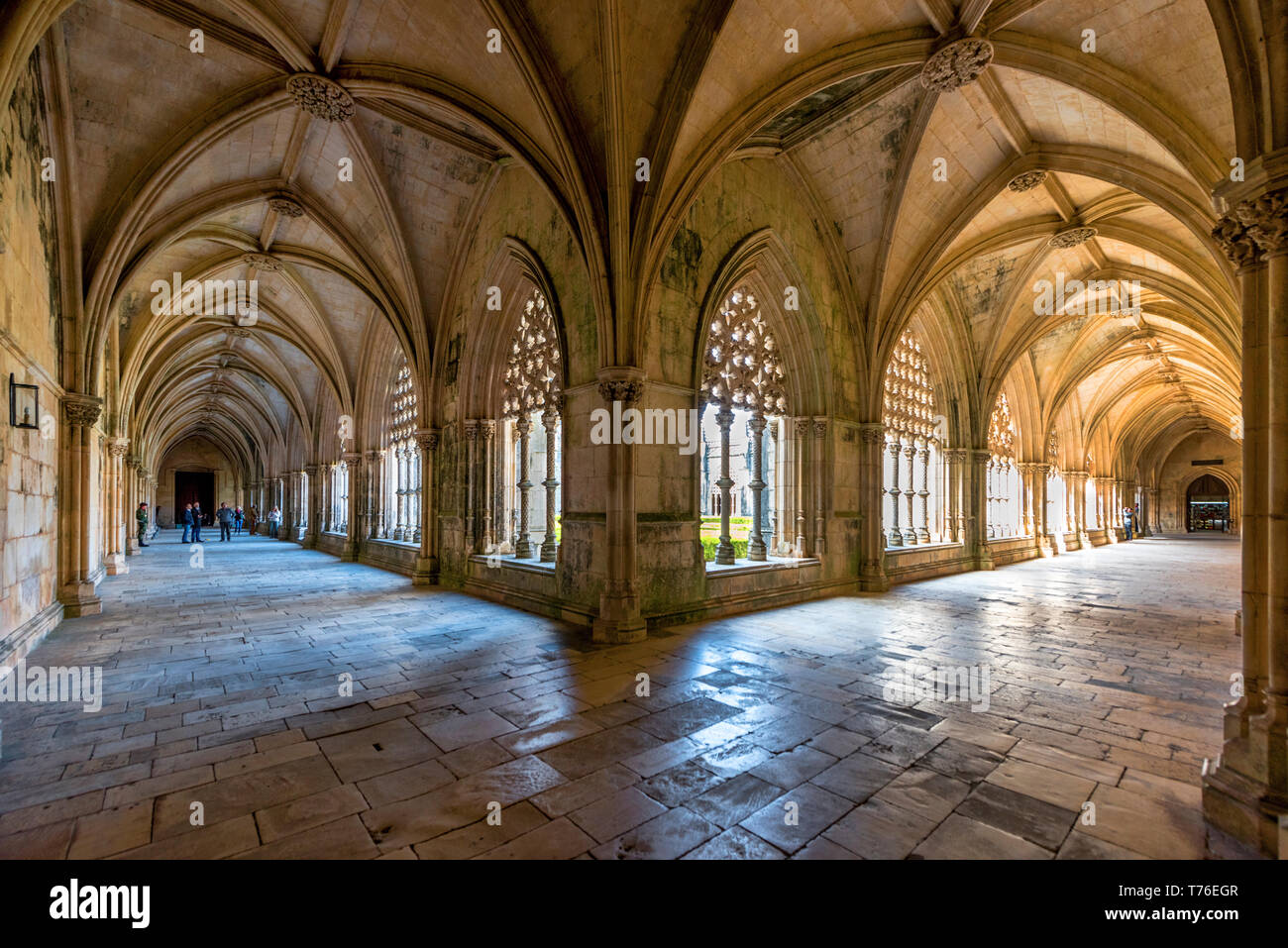 Beeindruckende Atmosphäre von Batalha dominikanische Kloster, Portugal Stockfoto