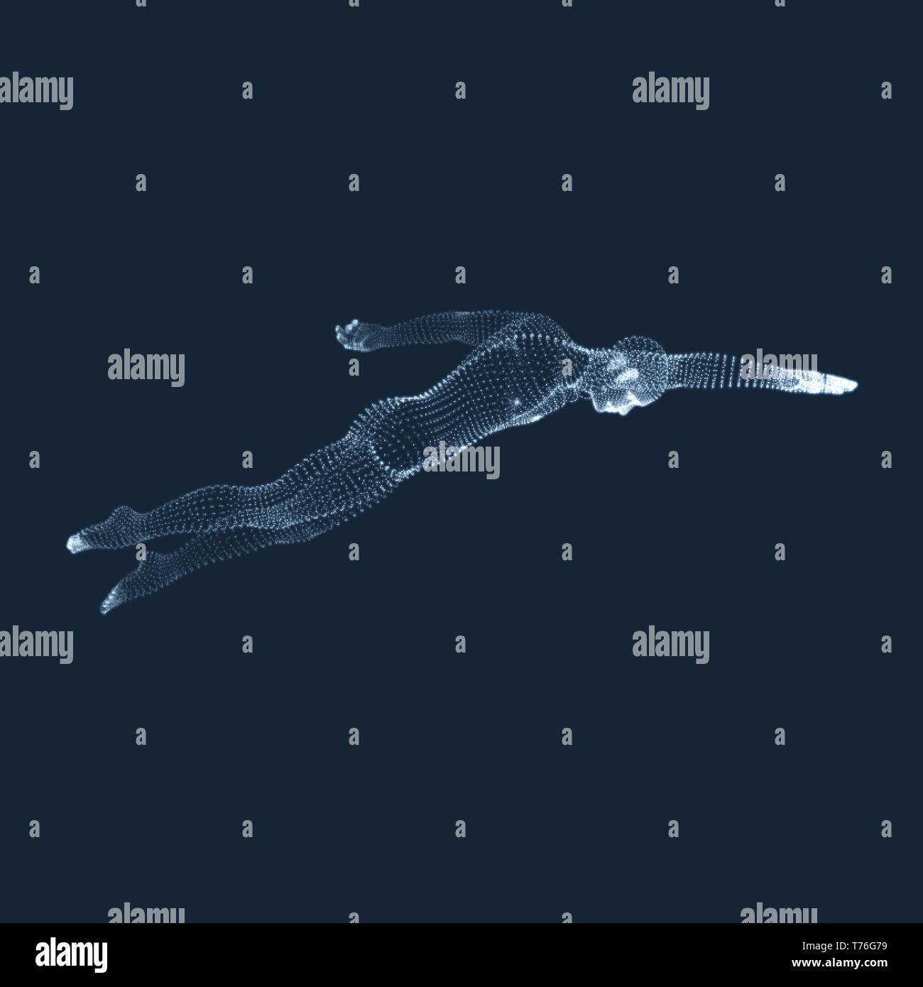 3D-Schwimmen Mann. Vektor Bild von einem Schwimmer. Menschlichen Körper. Sport Symbol. Design Element. Stock Vektor