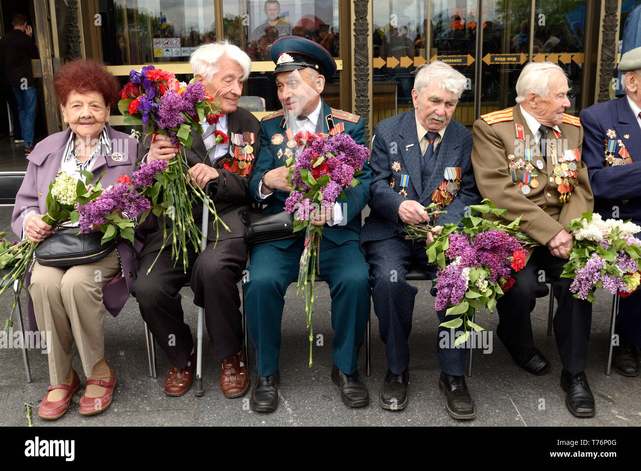 Veteranen des Großen Vaterländischen Krieges während der Feier der Tag des Sieges. Mai 9, 2019. Kiew, Ukraine Stockfoto