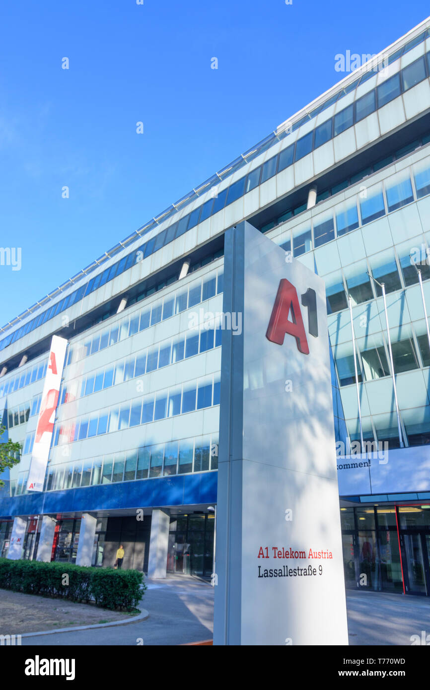 Wien, Wien: A1 Telekom Austria Headquarter in 02. Leopoldstadt, Wien, Österreich Stockfoto