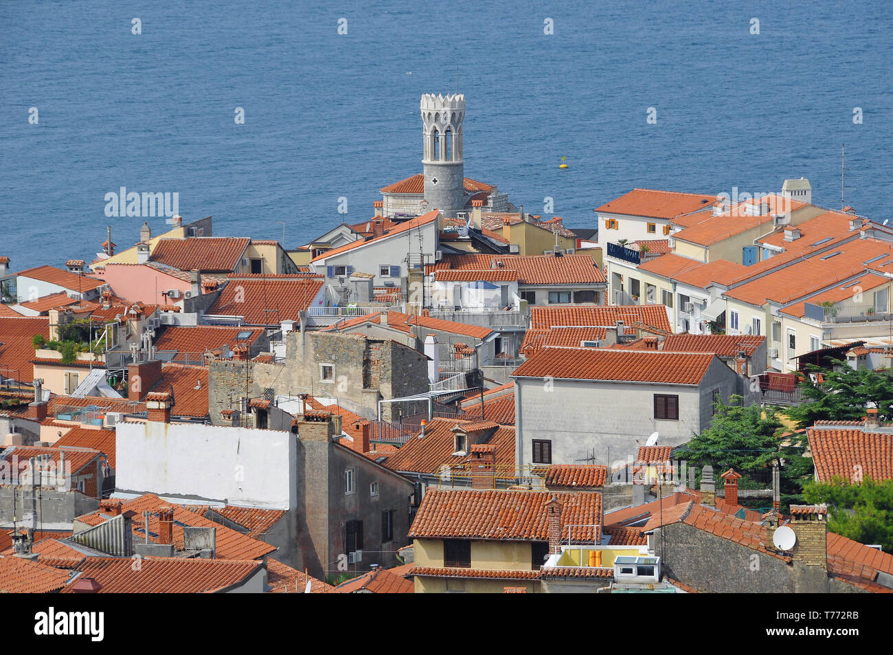 Anzeigen von Piran, Slowenien, Piran látképe Stockfoto