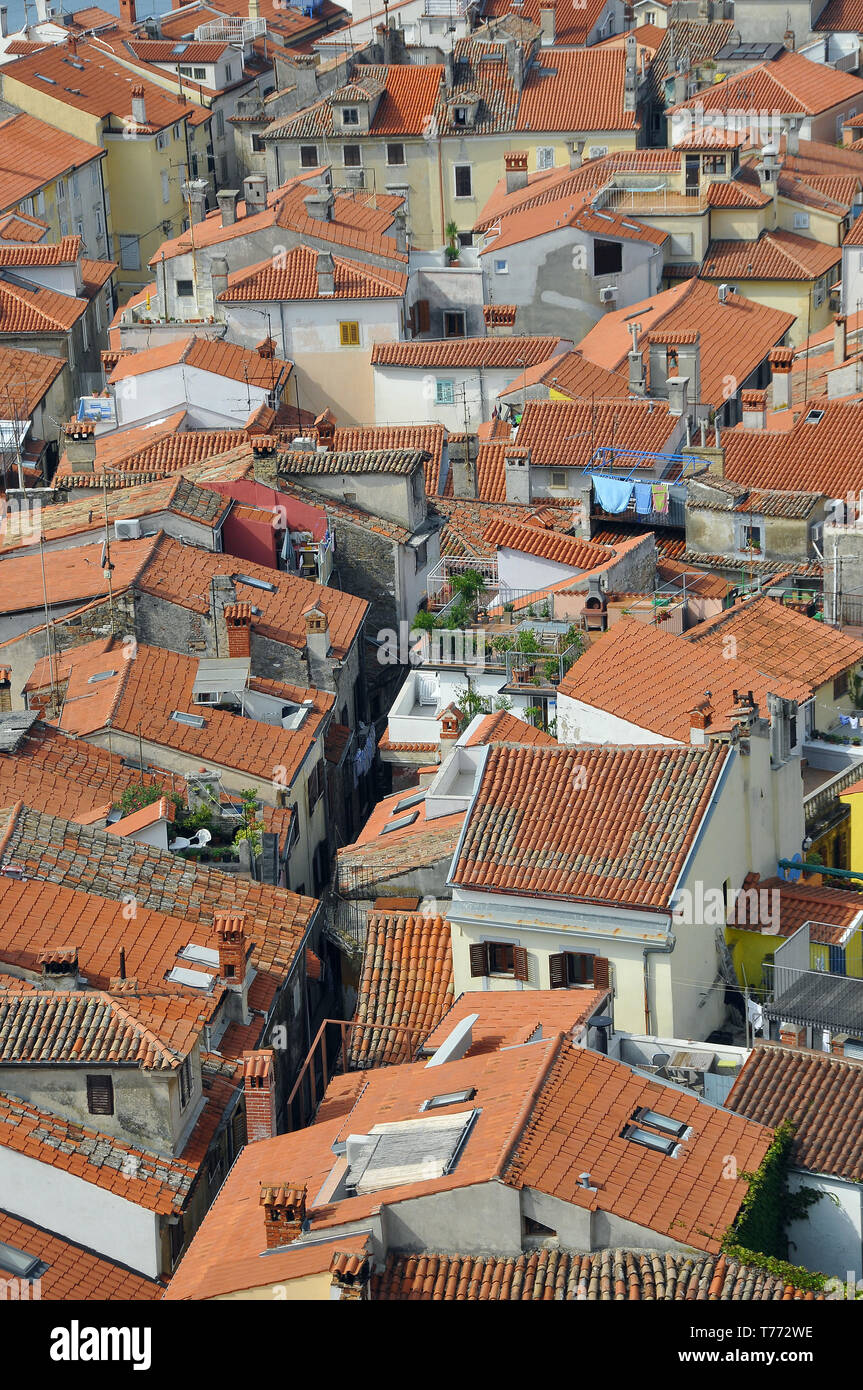 Anzeigen von Piran, Slowenien, Piran látképe Stockfoto