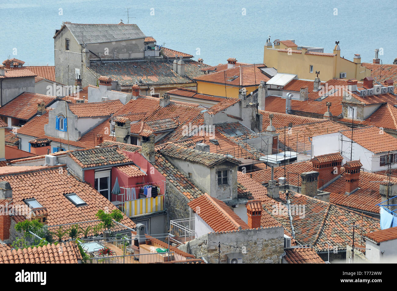 Anzeigen von Piran, Slowenien, Piran látképe Stockfoto