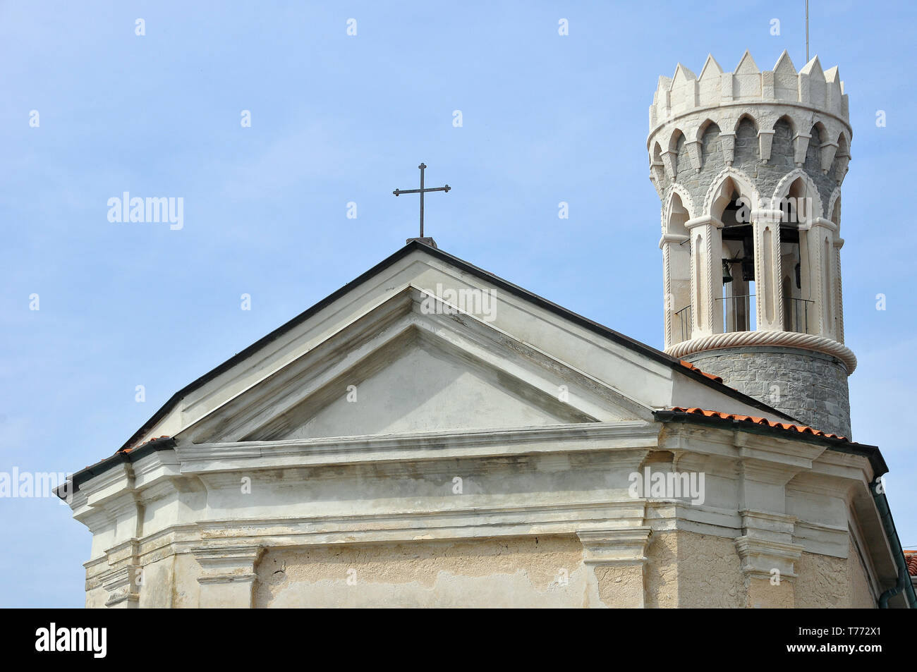 Kirche St. Clemens, Piran, Slowenien, Szent Klement - templom Stockfoto