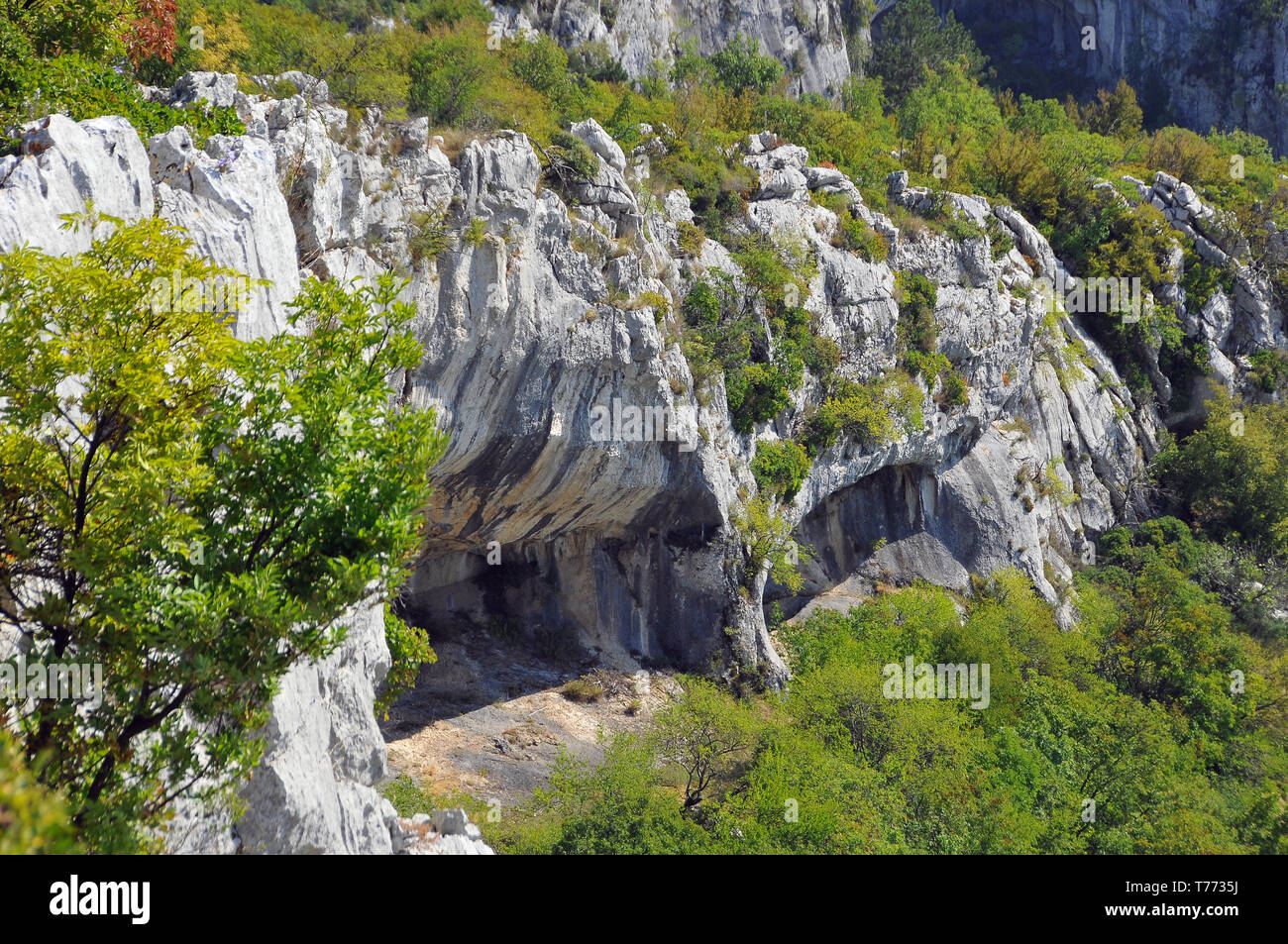 Karst Felsformationen Veli Badin, Sočerga, Slowenien, sziklák Stockfoto