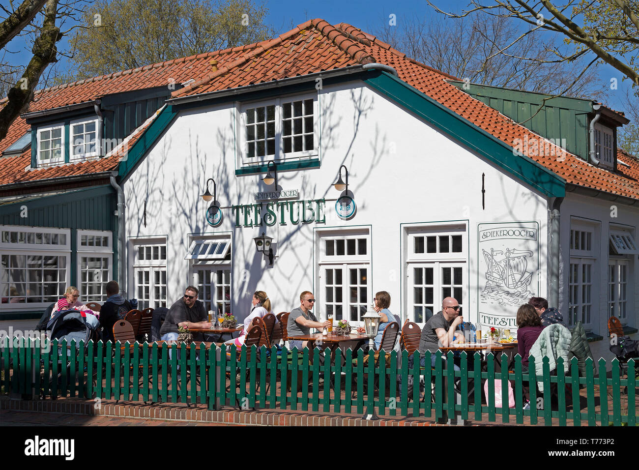 Café Teestube, Spiekeroog Insel, Ostfriesland, Niedersachsen, Deutschland Stockfoto