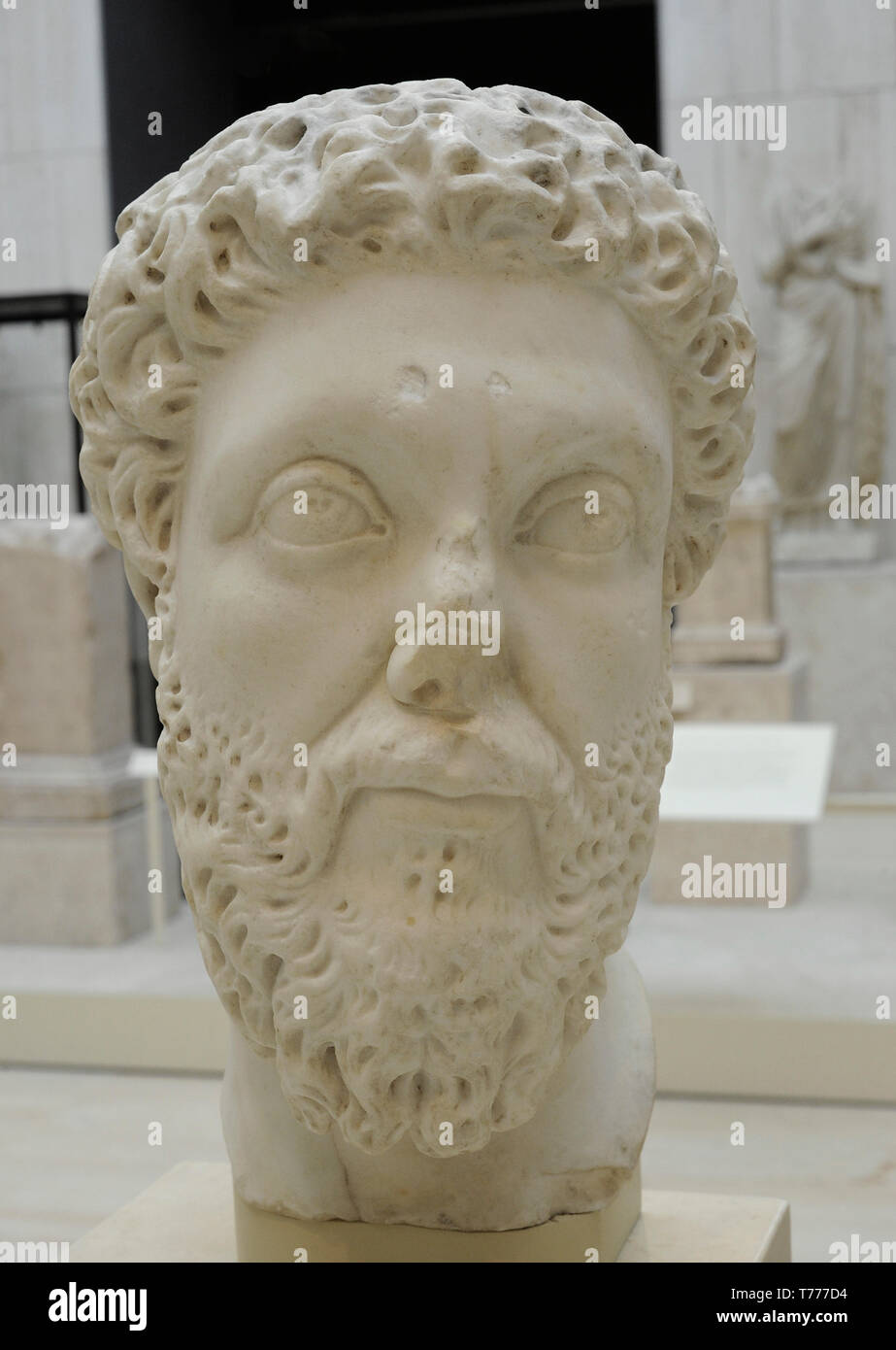 Marcus Aurelius (121 - 180). Römische Kaiser. Nerva-Antonine Dynastie. Büste. 170-181 AD. Marmor. Nationalen Archäologischen Museum. Madrid. Spanien. Stockfoto