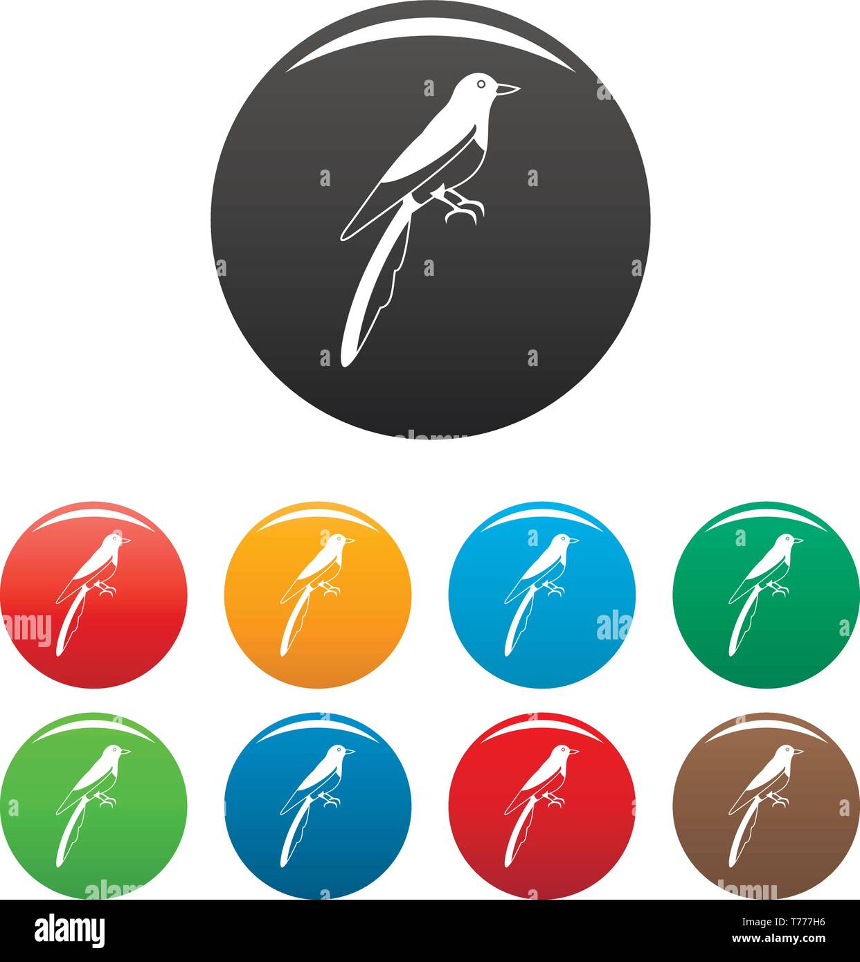 Magpie Icons Set 9 Farbe Vektor isoliert auf Weiss für jedes Design Stock Vektor