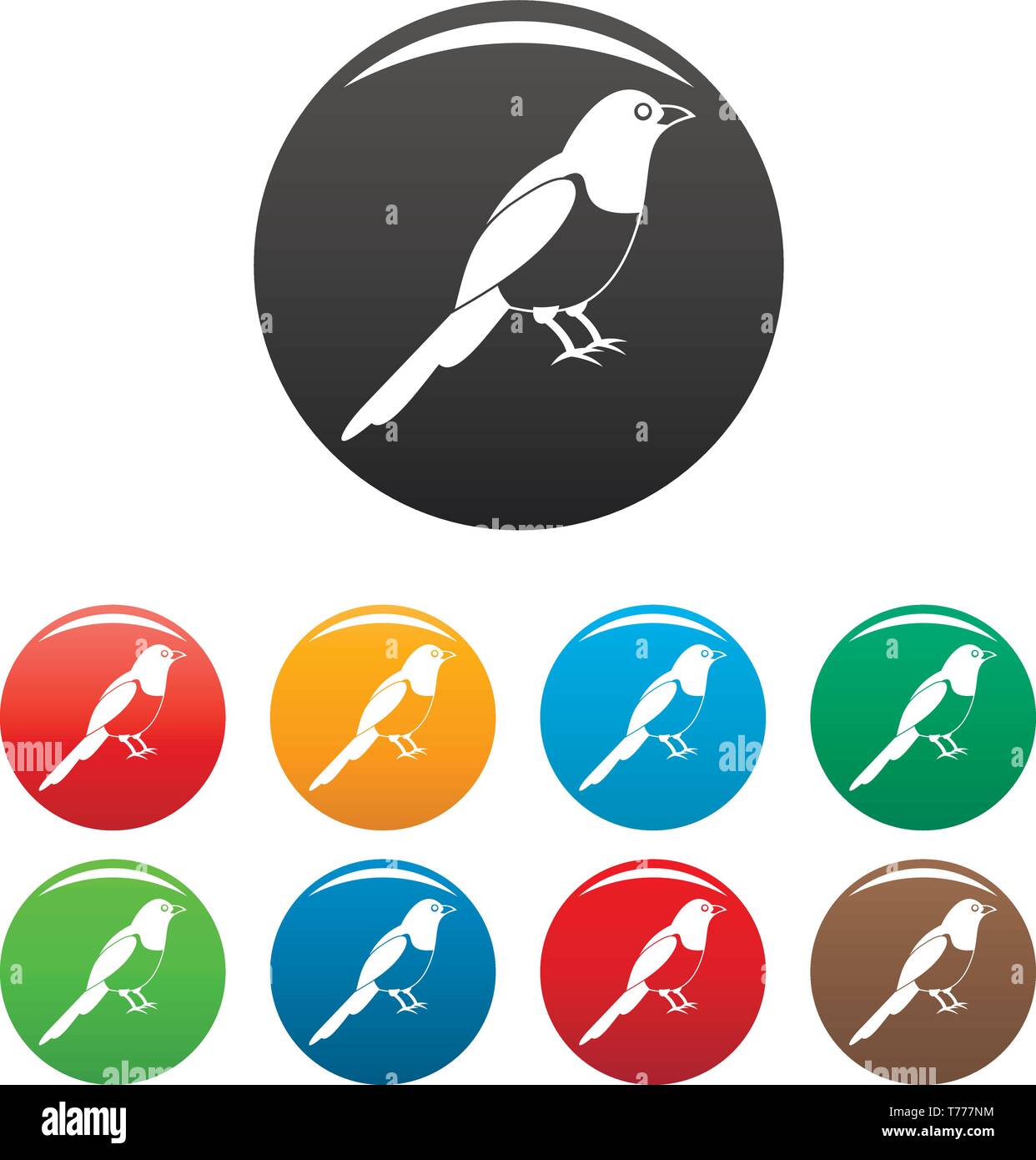 Magpie vogel Icons Set 9 Farbe Vektor isoliert auf Weiss für jedes Design Stock Vektor