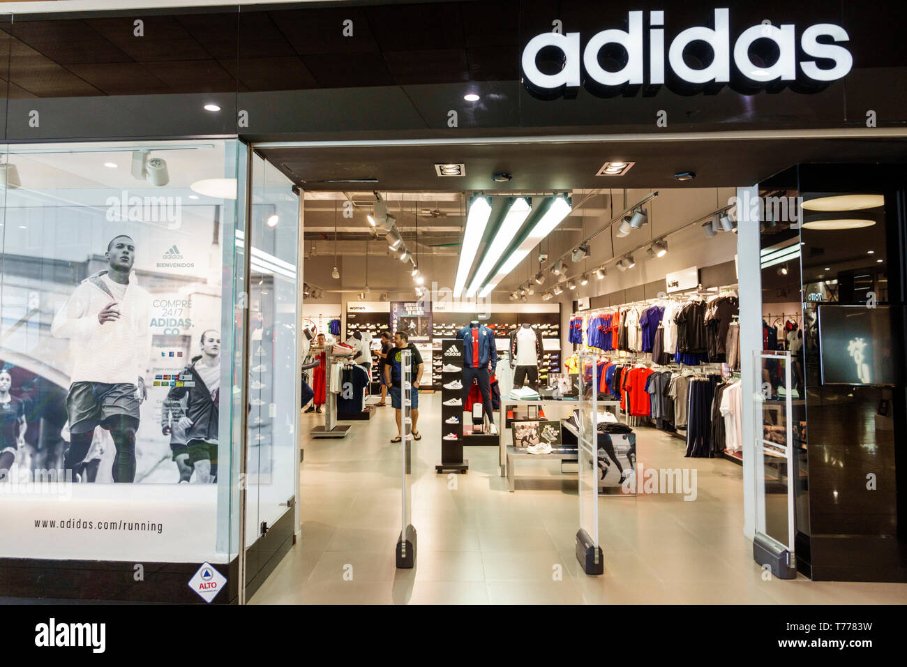 Cartagena Kolumbien, Bocagrande, Square Mall Plaza, außen, Schild, vertikales Einkaufszentrum, Shopping Shopper Shopper Shop Shops Markt Märkte Marke Stockfoto