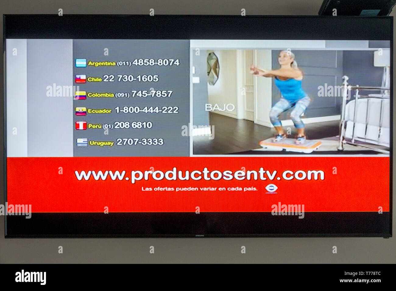 Cartagena Kolumbien, Fernsehbildschirm Flachbildschirm, www.productosentv.com,marketing,shopping Kanäle, Lateinamerika, Telemarketing, Besucher reisen Stockfoto