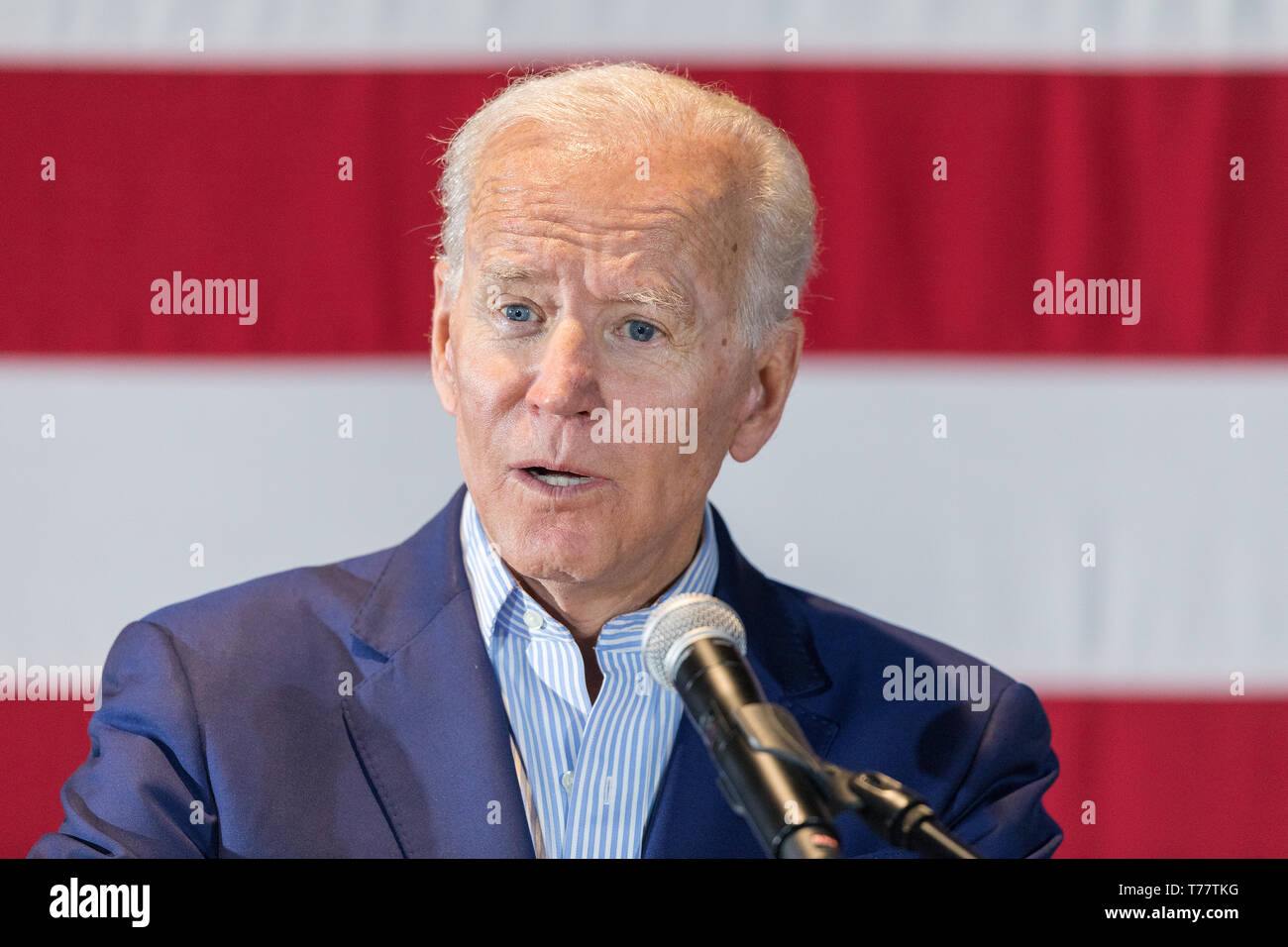 Der ehemalige Vizepräsident Joe Biden hielt einen Präsidentschaftswahlkampf Kundgebung am Veterans Memorial in Cedar Rapids, Iowa, USA am 30. April, 2019. Stockfoto