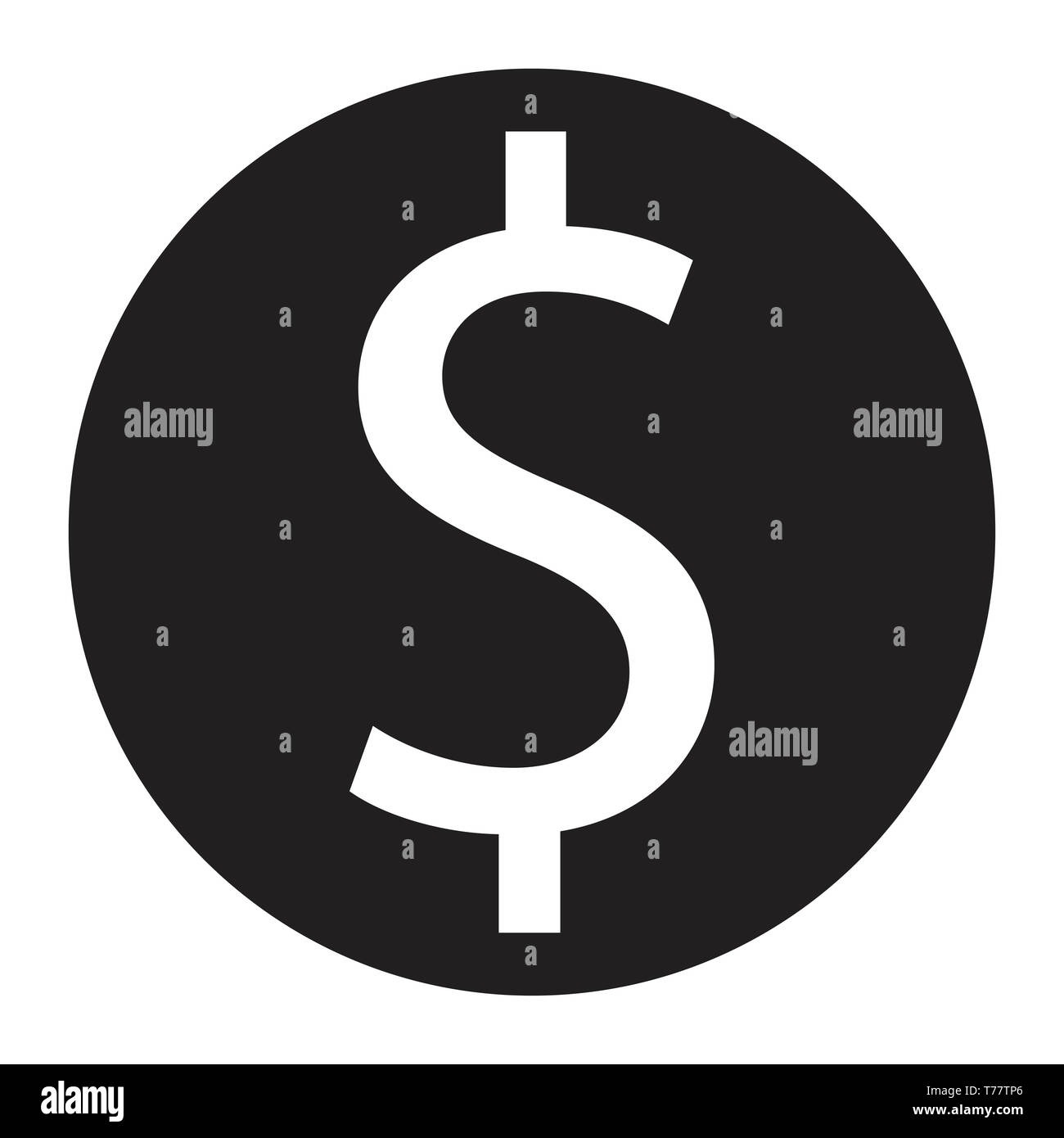 Dollar Münze Symbol. Abbildung auf weißen Hintergrund. Stockfoto